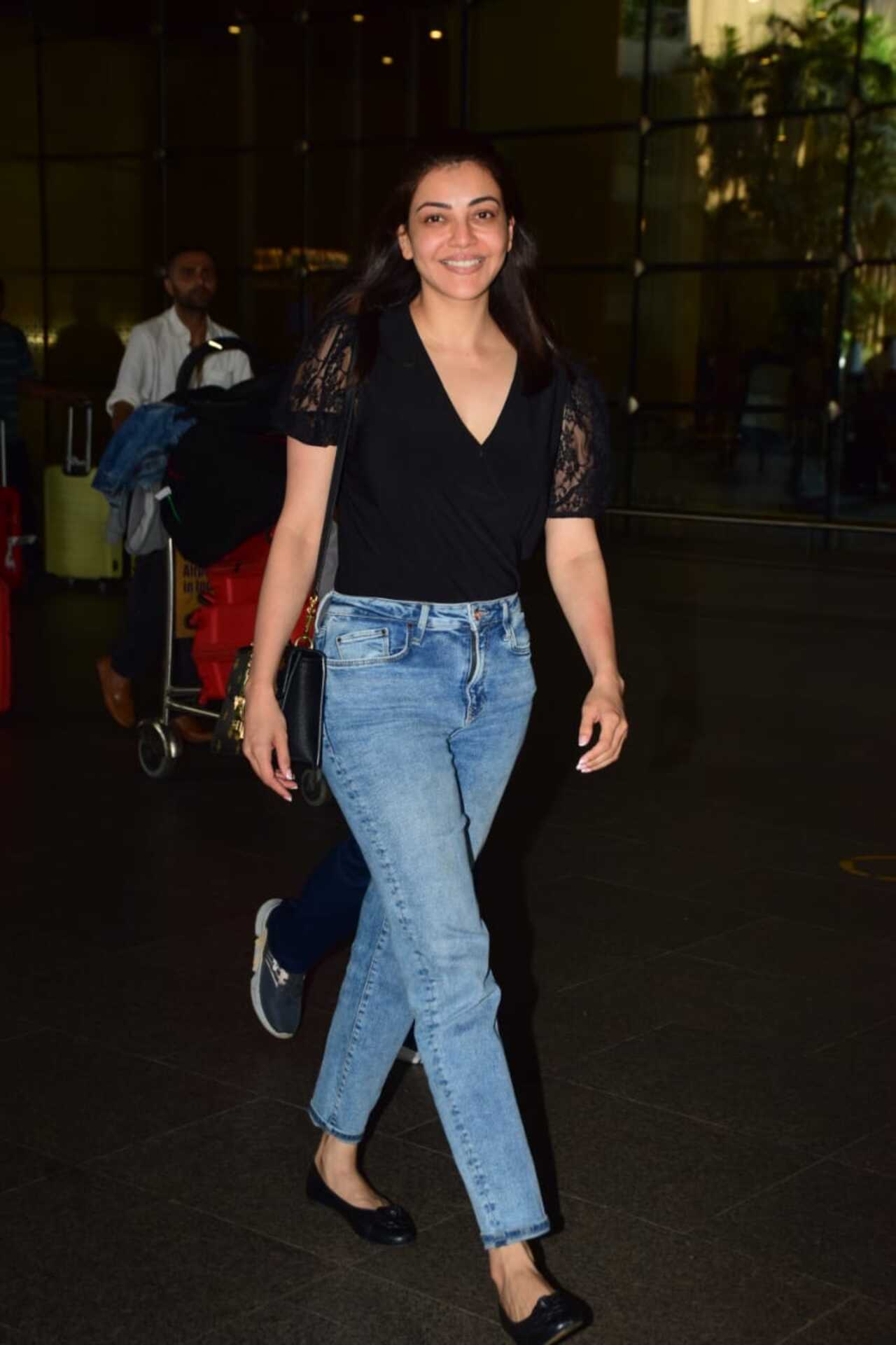 Kajal Aggarwal was snapped at the airport on Tuesday